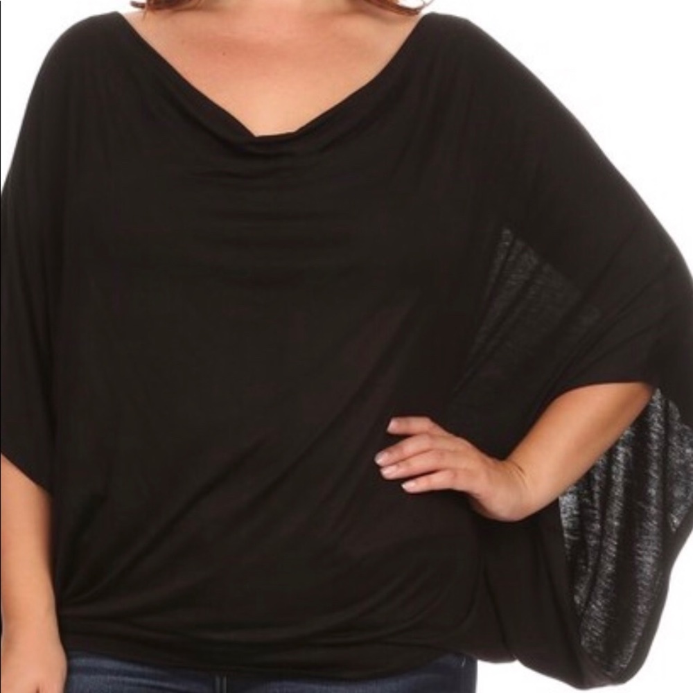 Black Kimono Sleeves Top with Cowl Neck